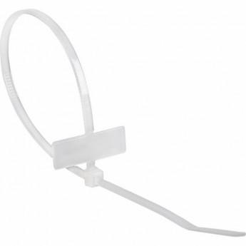 Хомут под маркер REXANT нейлоновый 200x2.5 мм белый, 100 шт.
