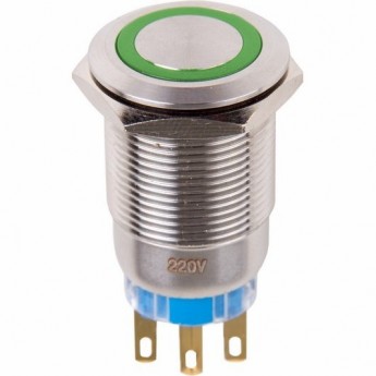 Кнопка антивандальная REXANT A19-C1 250В б/фикс зеленая Кнопка антивандальная REXANT A19-C1 250В б/фикс зеленая