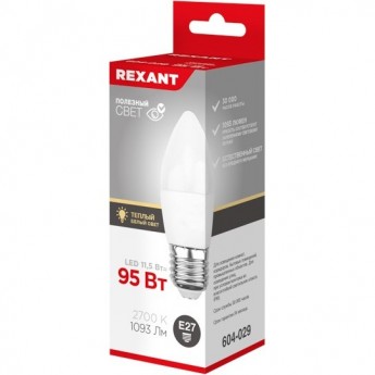 Лампа светодиодная REXANT СВЕЧА (CN) 11,5Вт E27 1093Лм 2700K теплый свет Лампа светодиодная REXANT СВЕЧА (CN) 11,5Вт E27 1093Лм 2700K теплый свет