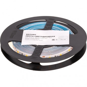 Лента светодиодная REXANT 12В, SMD2835, 9,6Вт/м, 60 LED/м, 3000K, 8мм, 5м, IP20 Лента светодиодная REXANT 12В, SMD2835, 9,6Вт/м, 60 LED/м, 3000K, 8мм, 5м, IP20