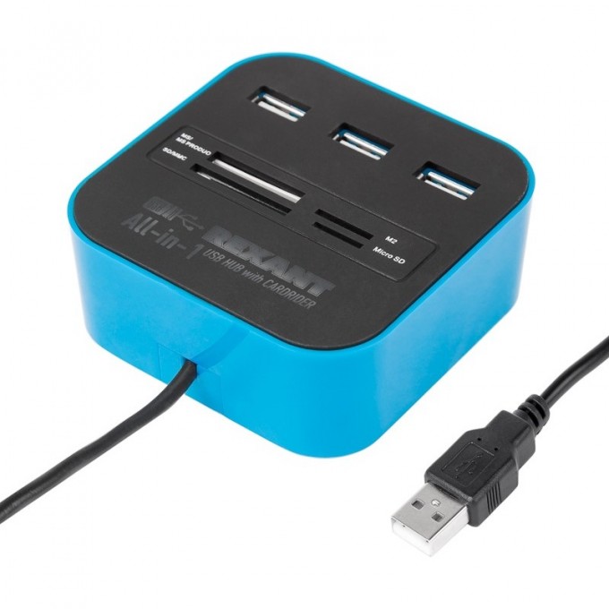 Разветвитель USB REXANT на 3 порта+картридер (все в одном) черный 18-4121 Разветвитель USB REXANT на 3 порта+картридер (все в одном) черный 18-4121
