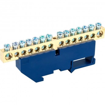 Шина REXANT с синим изолятором на DIN-рейку 8x12 мм 14 групп Шина REXANT с синим изолятором на DIN-рейку 8x12 мм 14 групп