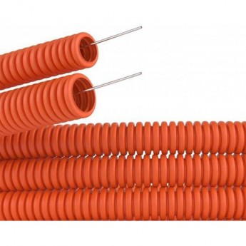 Труба гофрированная REXANT 25 мм с зондом оранжевая, 50 м Труба гофрированная REXANT 25 мм с зондом оранжевая, 50 м
