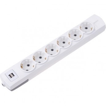 Удлинитель REXANT PREMIUM 6 гнезд, 1,5м, 3х1,5мм², с/з, 2 USB, белый Удлинитель REXANT PREMIUM 6 гнезд, 1,5м, 3х1,5мм², с/з, 2 USB, белый